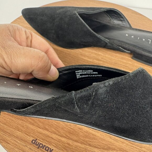 Leith‎ Black Pointed-Toe Slip-On Suede Leather Mules Flats Shoes Womens Size 6 - Picture 4 of 7